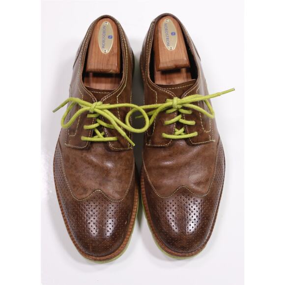 Donald J Pliner Edd Brown Lime Green Wingtip Dress Shoes 8.5 main image 11